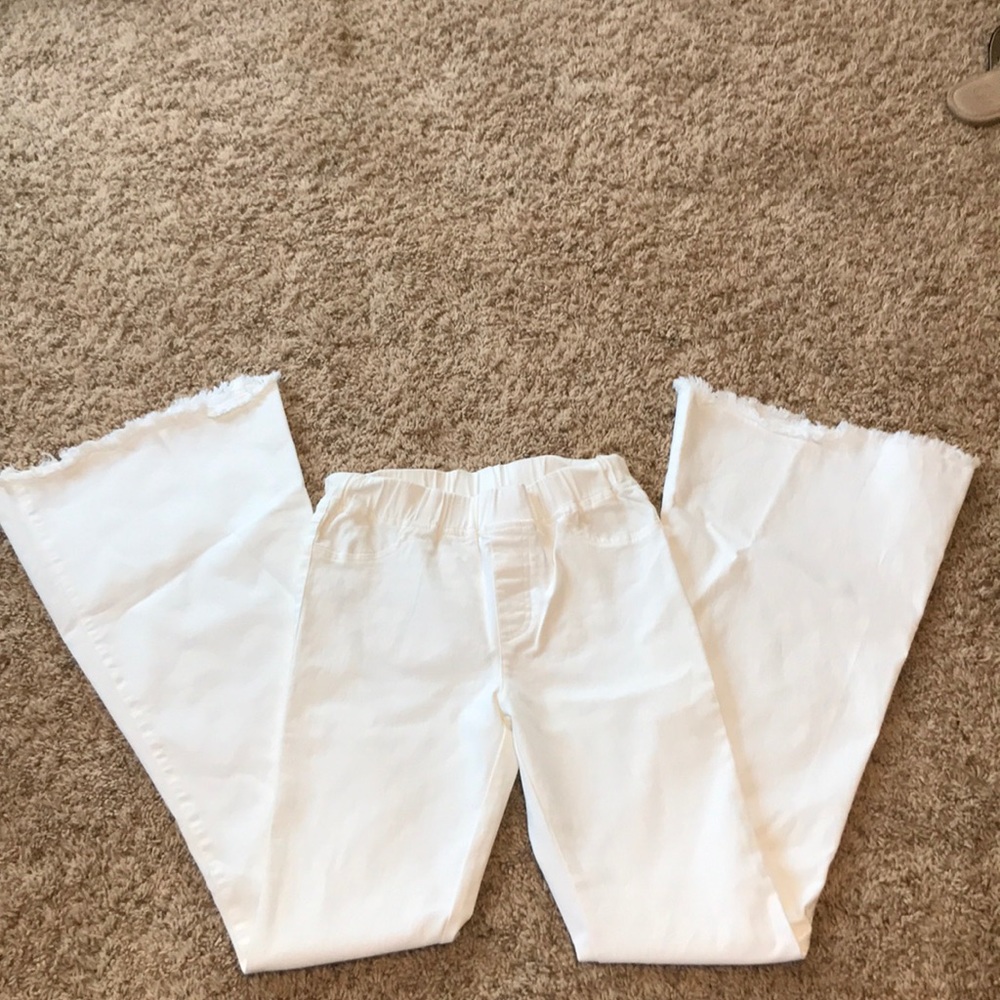 Flare white slip on jeans
